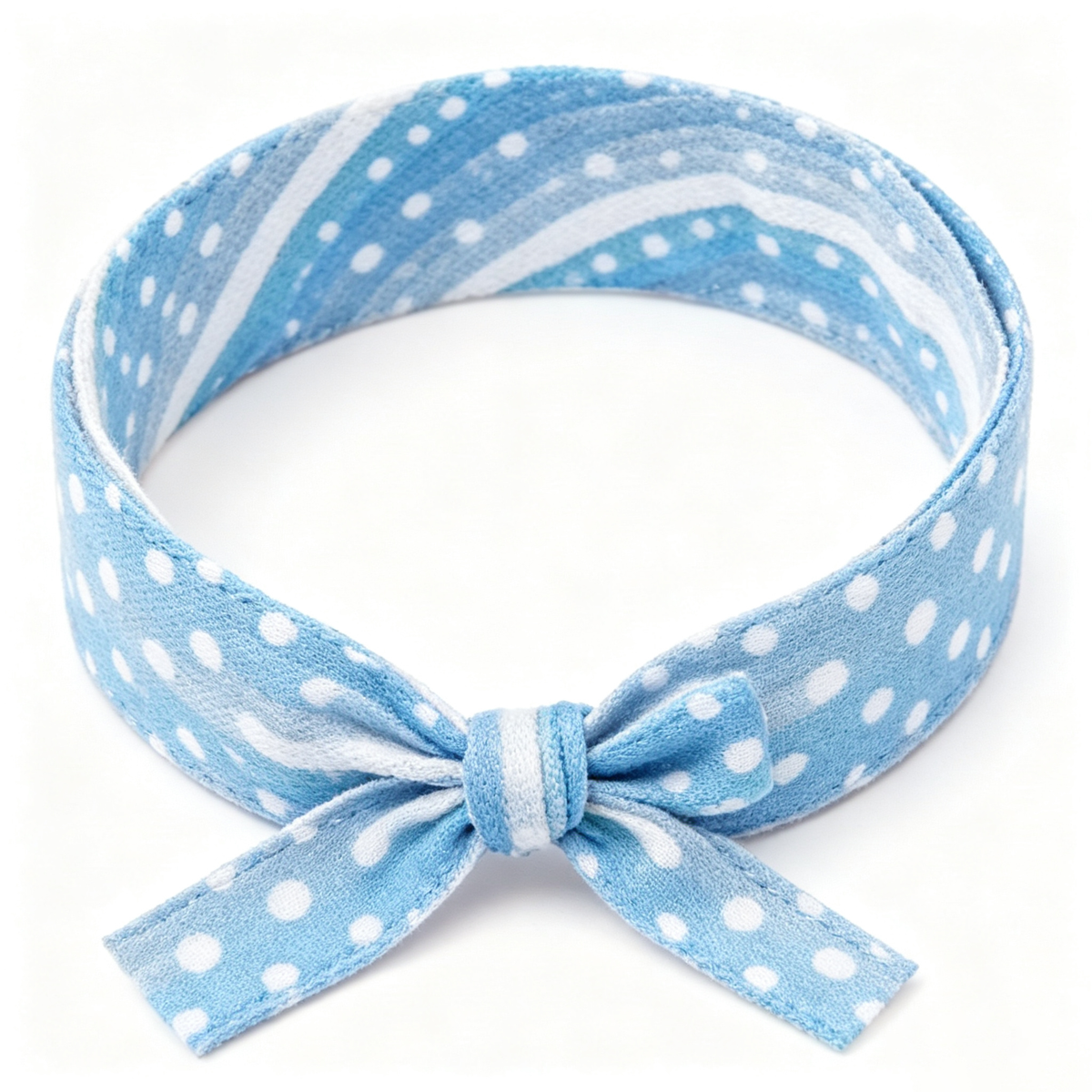 5Pcs Sky Blue Polka Dot Fabric Bow Wristband
