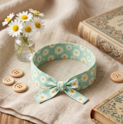 5Pcs Mint Fresh Daisy Fabric Bow Wristband