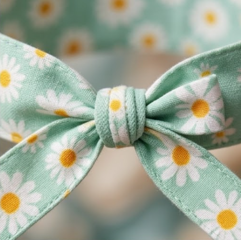 5Pcs Mint Fresh Daisy Fabric Bow Wristband