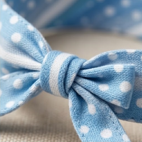 5Pcs Sky Blue Polka Dot Fabric Bow Wristband